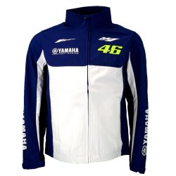 Куртка ветровка "YAMAHA 46" бело-синяя, черная вставка, размер XXL