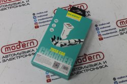 Зарядка от прикуривателя Recrsi E12 (два гнезда) USB 2,4A белый