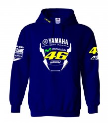 Толстовка "YAMAHA 46" синяя с капюшоном без замка, размер L