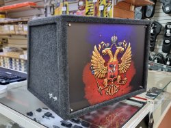 Корпус сабвуфера 12" 62л ФИ Труба компакт, вставка металл, аэрография (Skill)