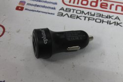 Зарядка от прикуривателя Eplutus CU-204 (два гнезда) USB 2,1A черный