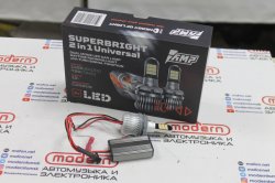 Лампа светодиодная 1156 (BA 15S), T20 (7440) с набором цоколей белый/оранжевый 12V 50W AMP SuperBrig