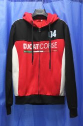 Толстовка "DUCATI CORSE 04" черная с красной вставкой с капюшоном на замке, размер XXL